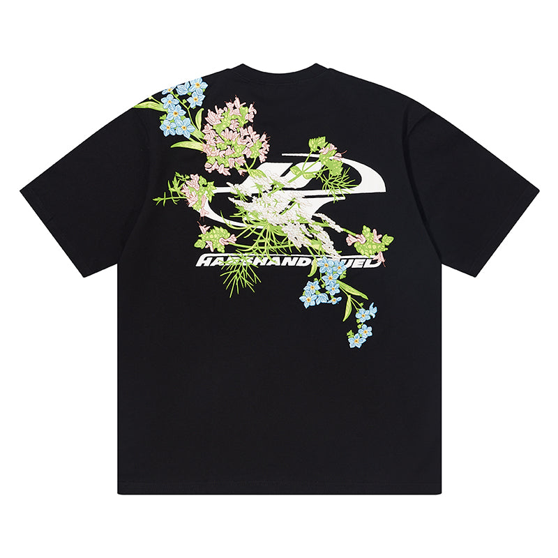 Floral Embroidered Logo Tee