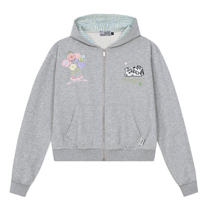 Hand Drawn Dog Embroidered Hoodie