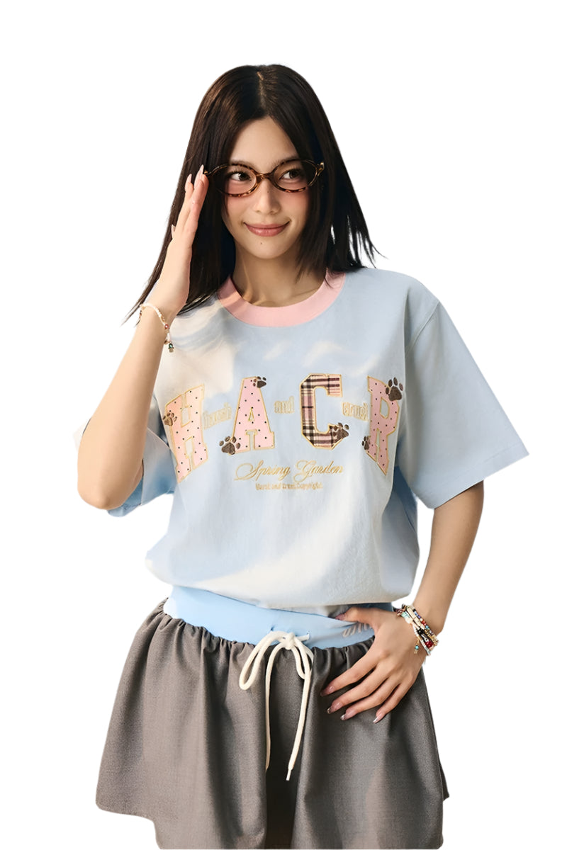 Dog Paw Patchwork T-Shirt