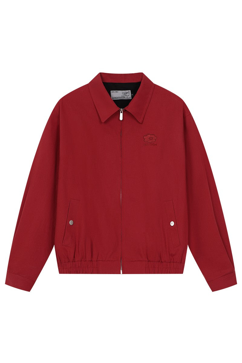 Floral Embroidery Cotton Harrington Jacket