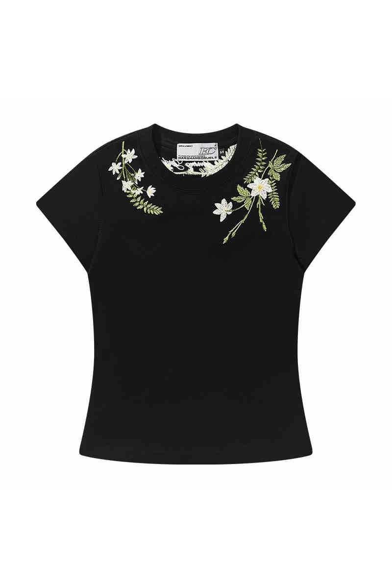 Floral Embroidered Slim Tee