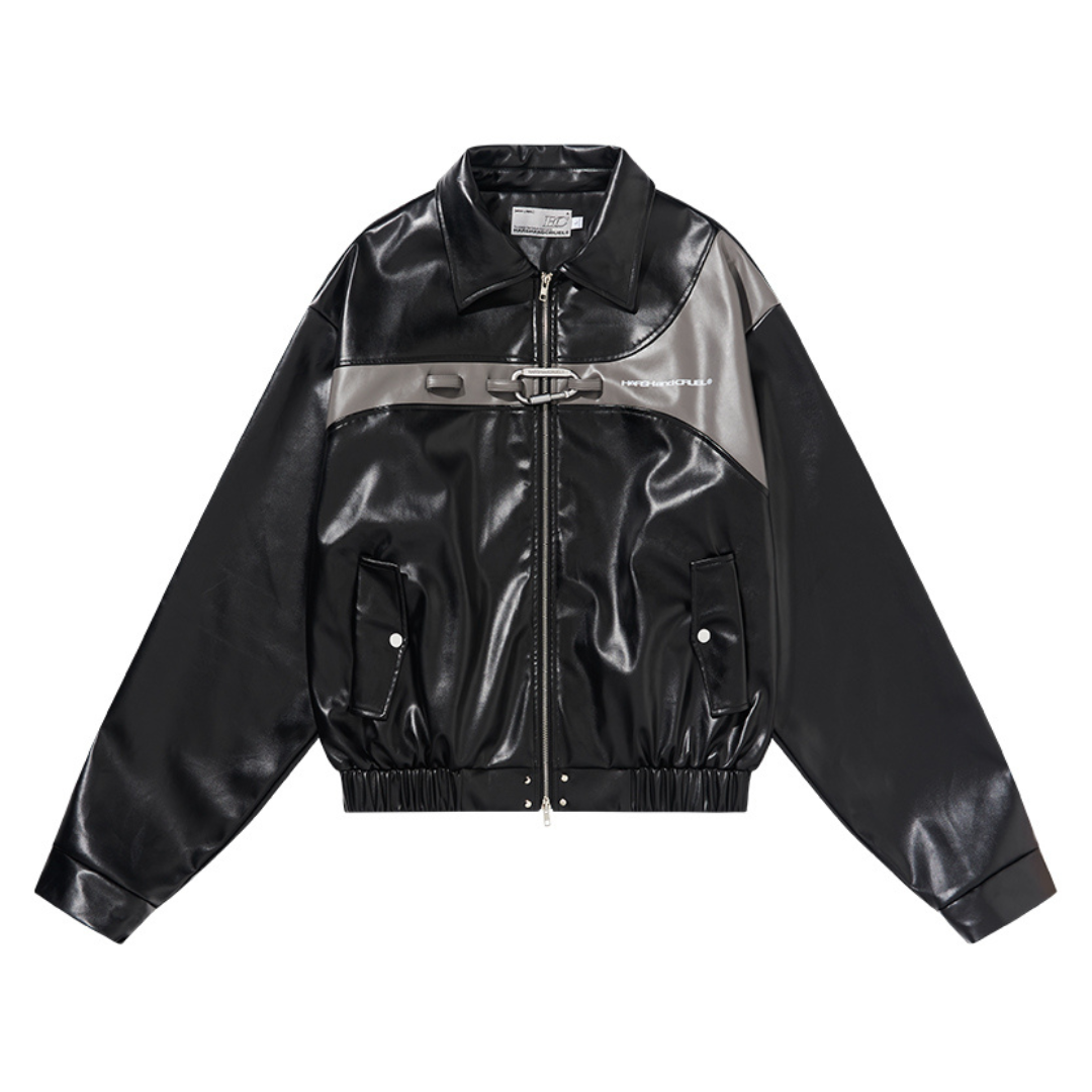 Metal Buckle Zip-Up Leather Jacket – Harsh and Cruel