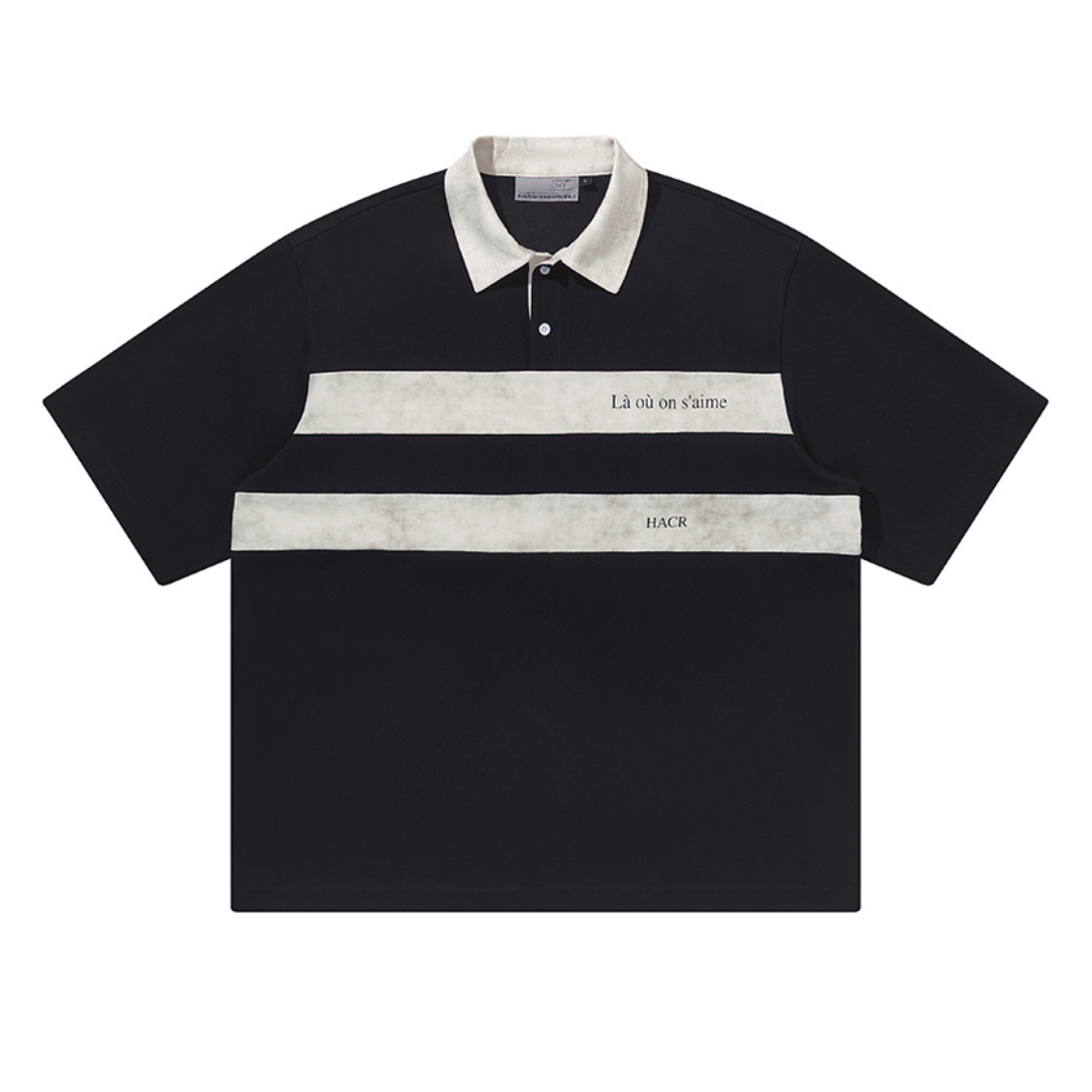 Striped Printed Logo Polo Shirt