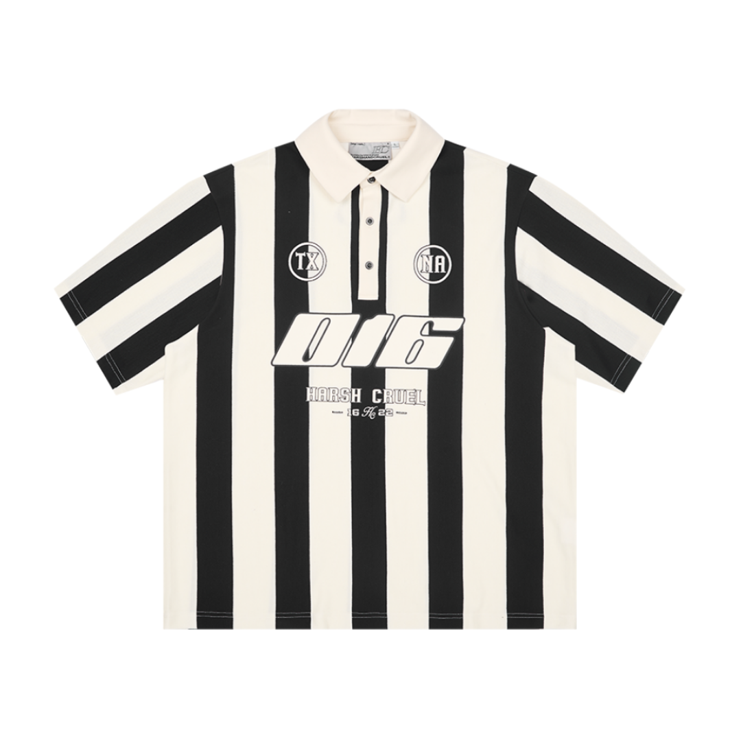 Striped Logo Jersey Shirt – Harsh and Cruel Striped Logo Jersey Shirt – Harsh and Cruel