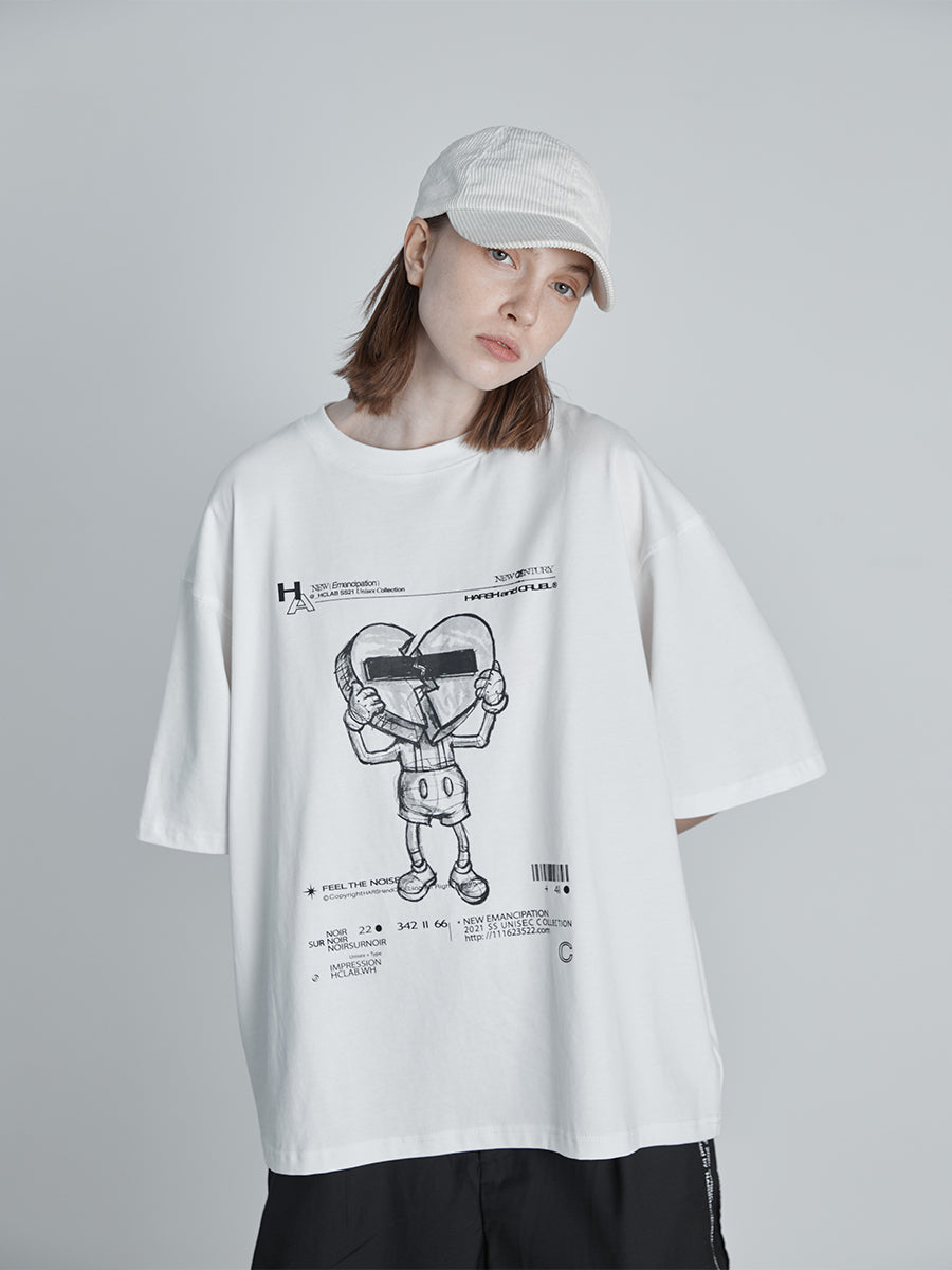 Broken Heart Print Industrial Tee