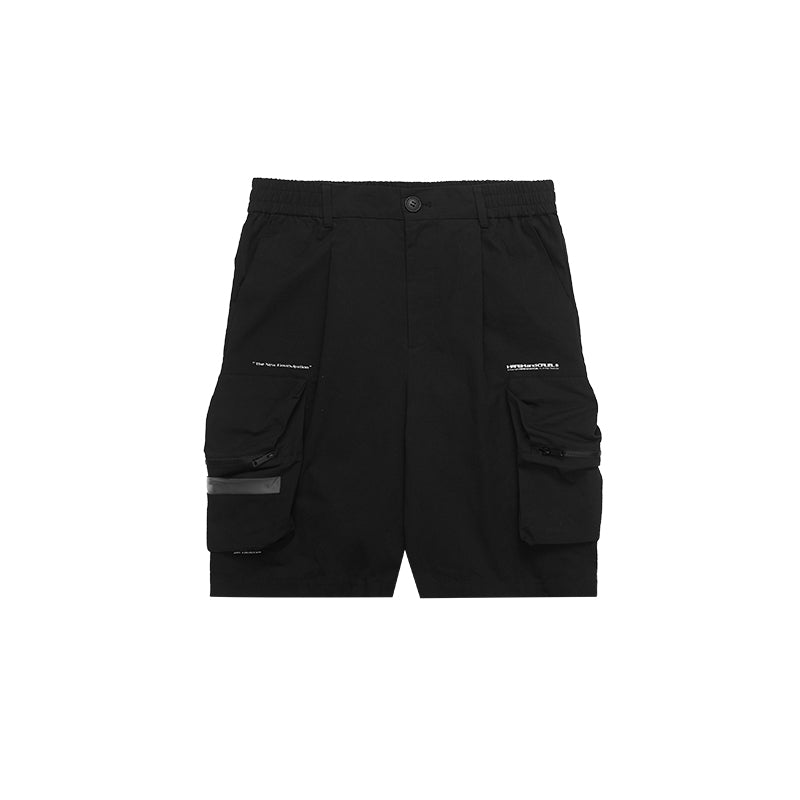 PVC Stitching Pleated Cargo Shorts