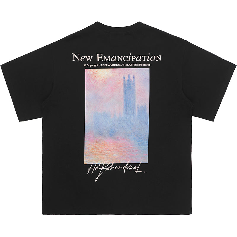 Monet Oil Painting Sunset Tee