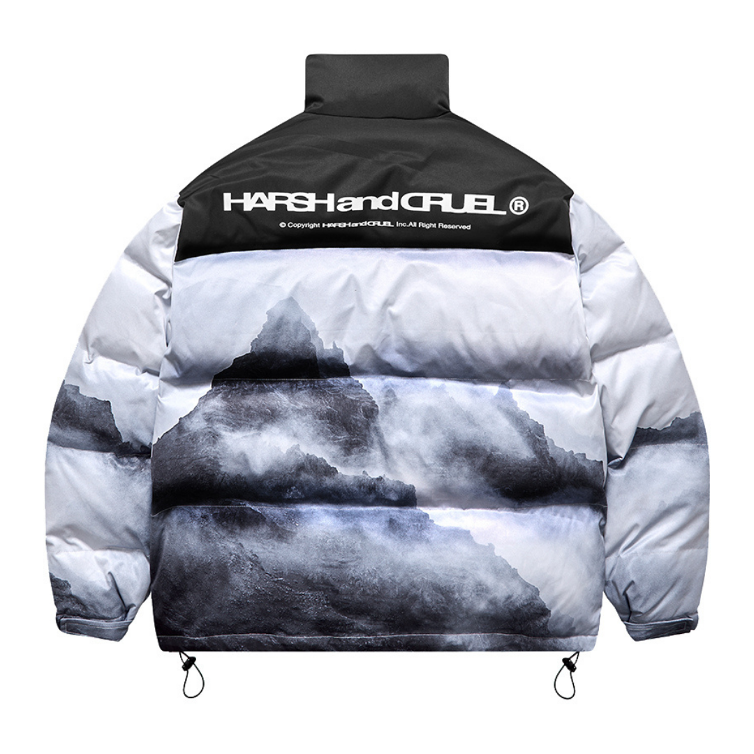 Snow Mountain Landscape Down Jacket – Harsh and Cruel Snow Mountain Landscape Down Jacket – Harsh and Cruel