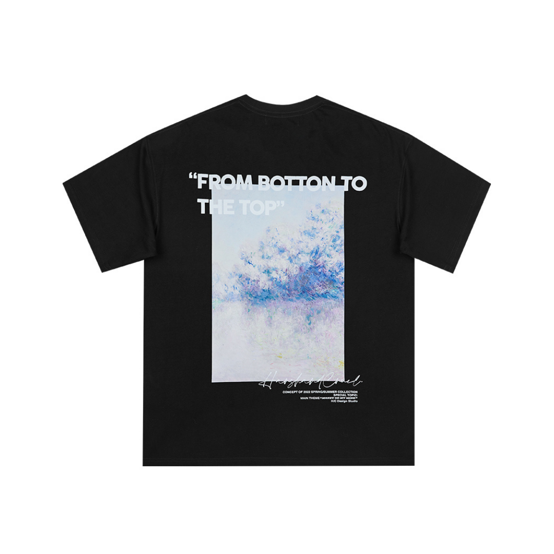 Monet Oil Painting Handwriting Logo Printed Tee