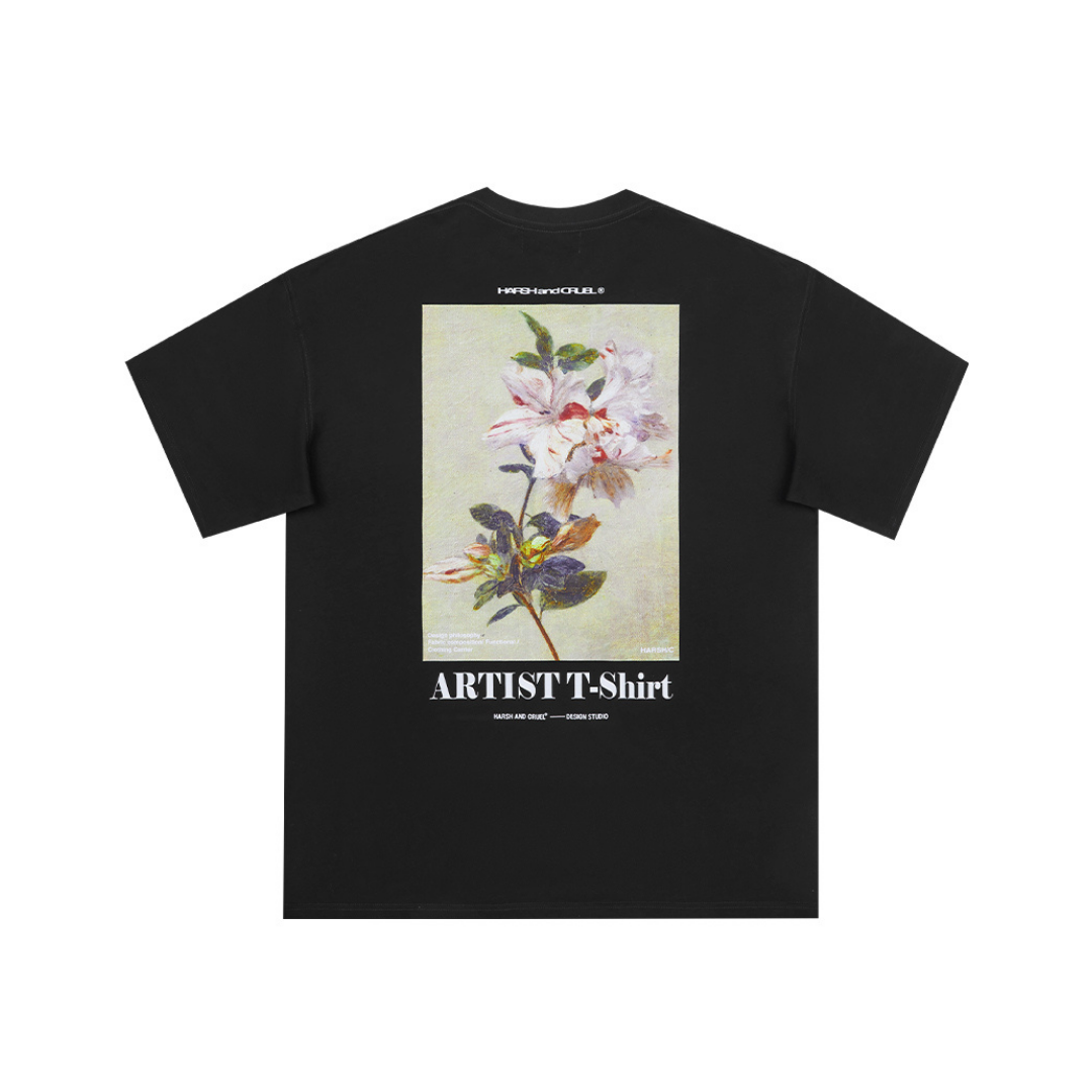 Retro Oil Painting Flower Loose Tee