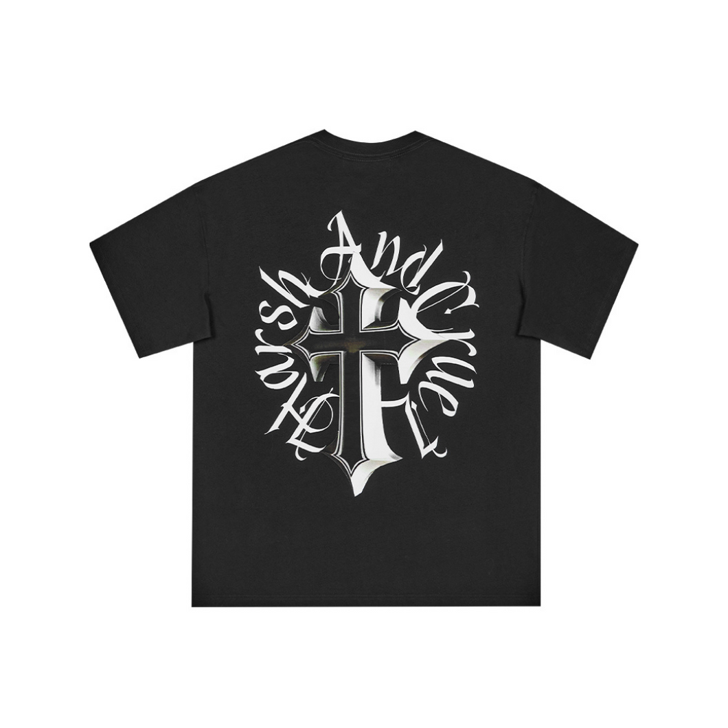 3D Gothic Cross Logo Ring Printed Tee