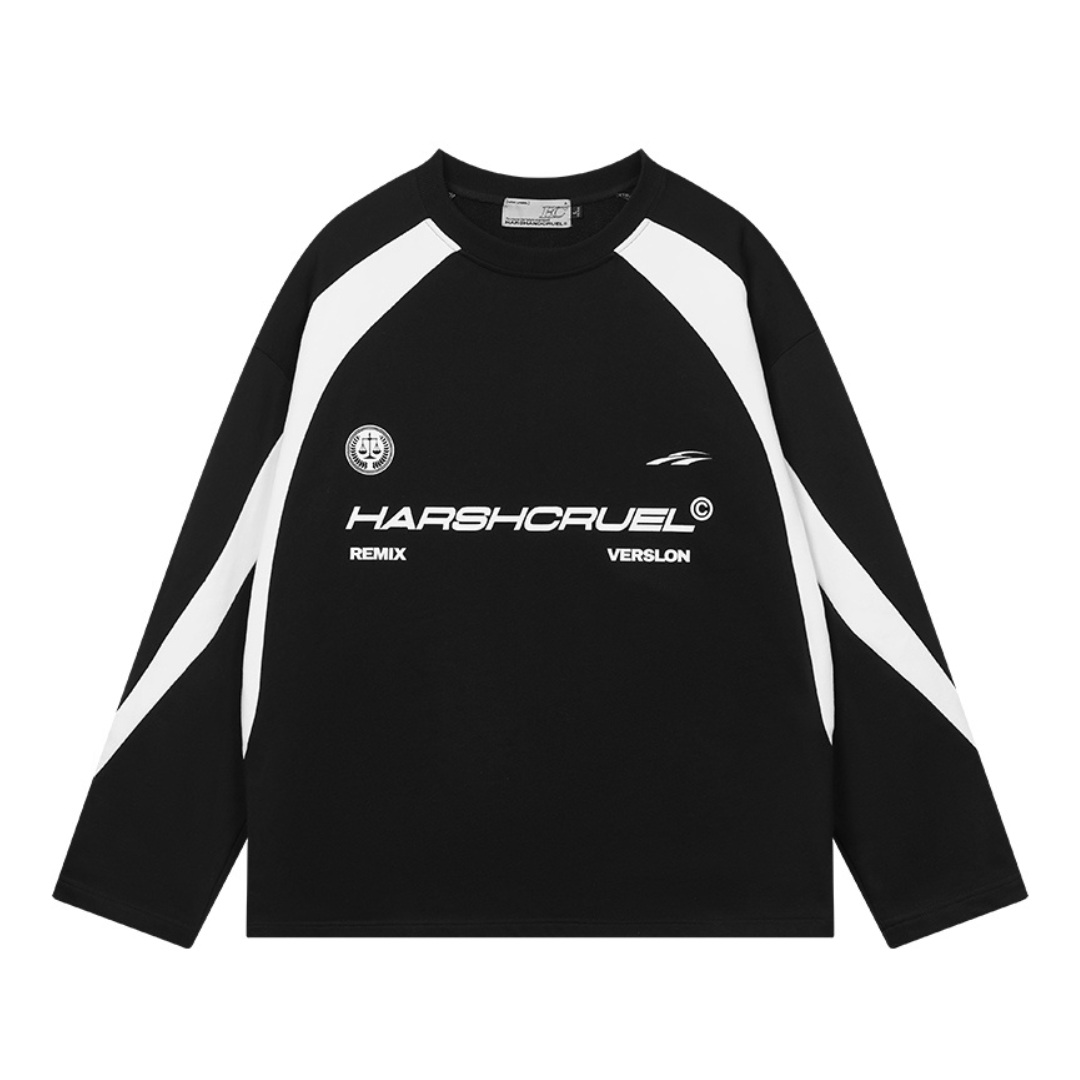 Stitching Round Neck Loose Sweater – Harsh and Cruel Stitching Round Neck Loose Sweater – Harsh and Cruel