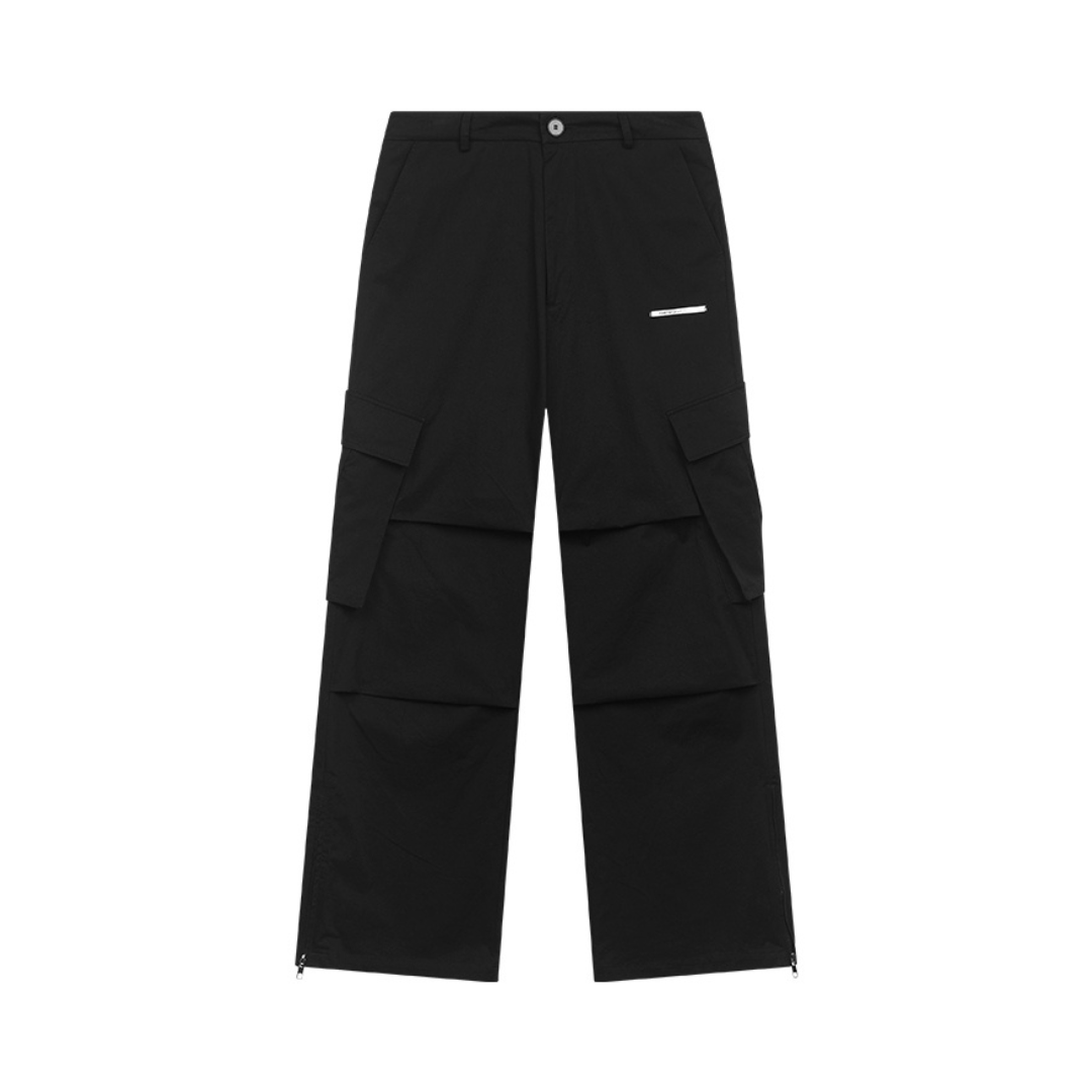 Irregular Pleated Carabiner Loose Trousers