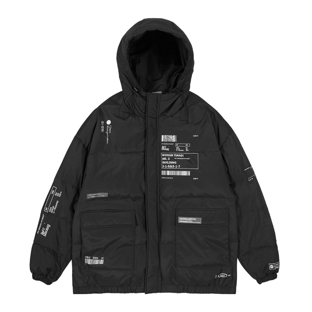 Industrial Printed Down Jacket – Harsh and Cruel Industrial Printed Down Jacket – Harsh and Cruel