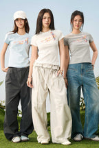 Slim Crayon Flower Knit Tee