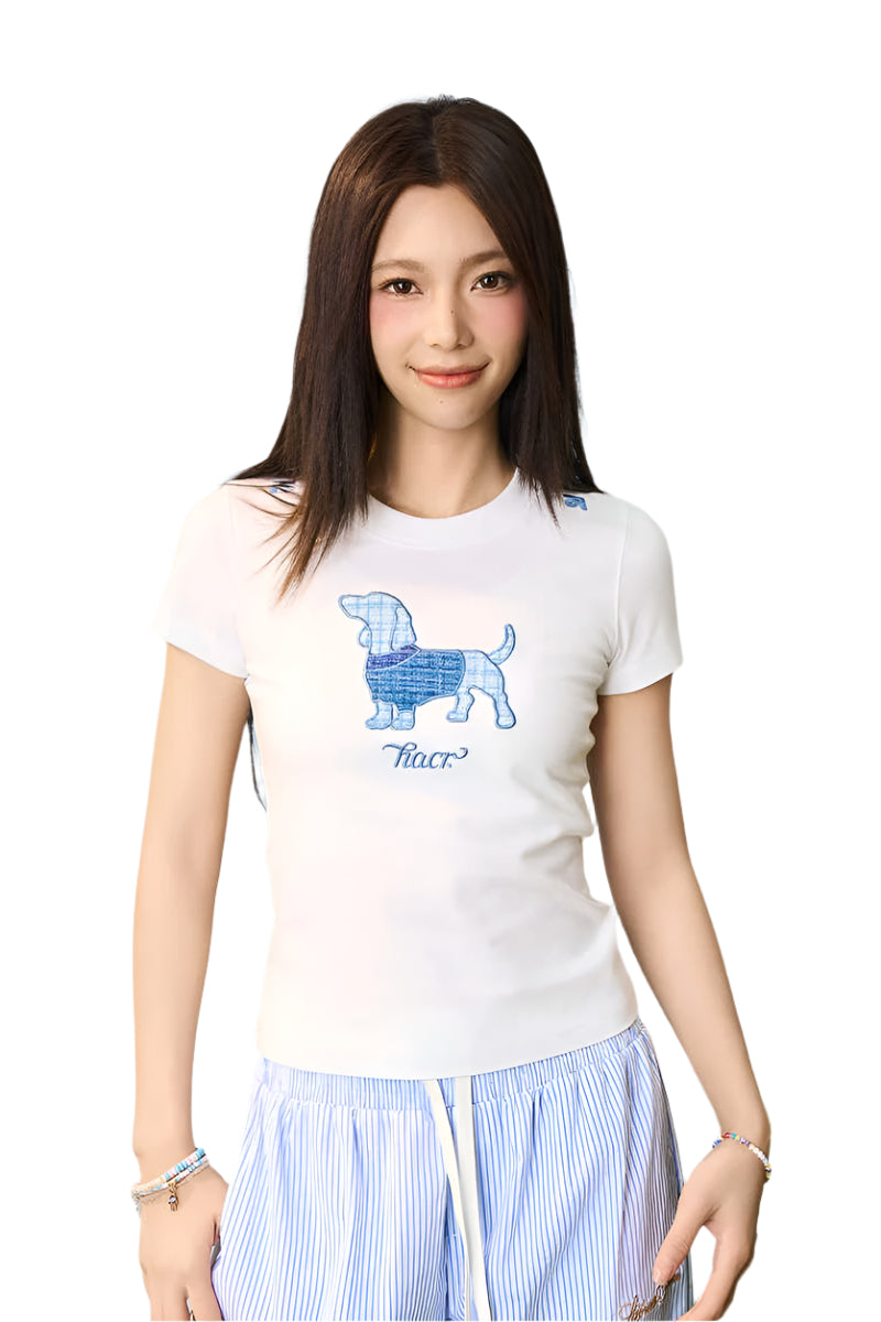 Bouclé Dog Embroidered Tee
