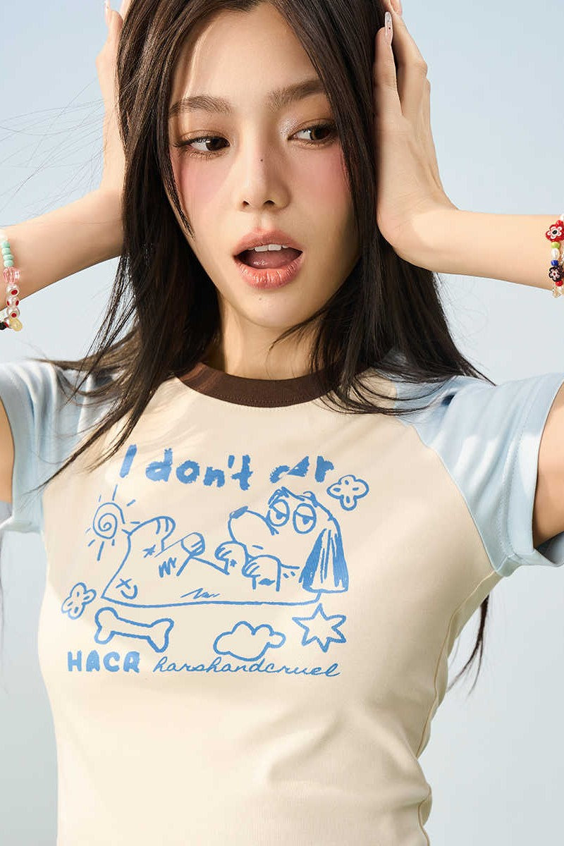 Pastel Dog Sketch Raglan Tee