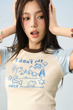 Pastel Dog Sketch Raglan Tee