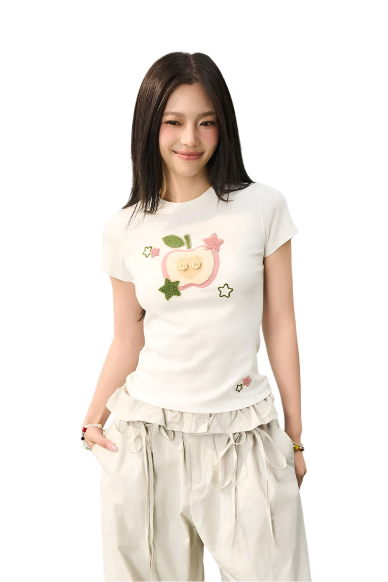 Plush Apple Embroidered Tee