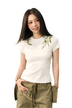 Floral Embroidered Slim Tee