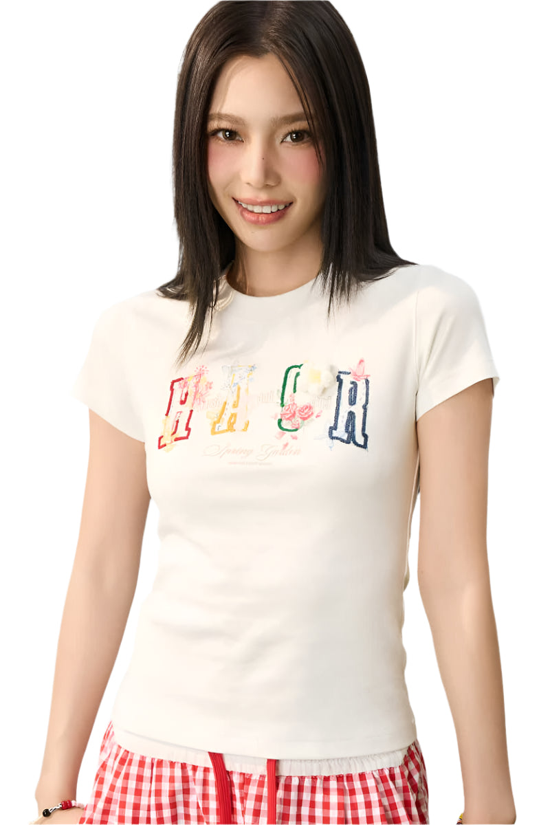 3D Yarn Flower Loose Tee