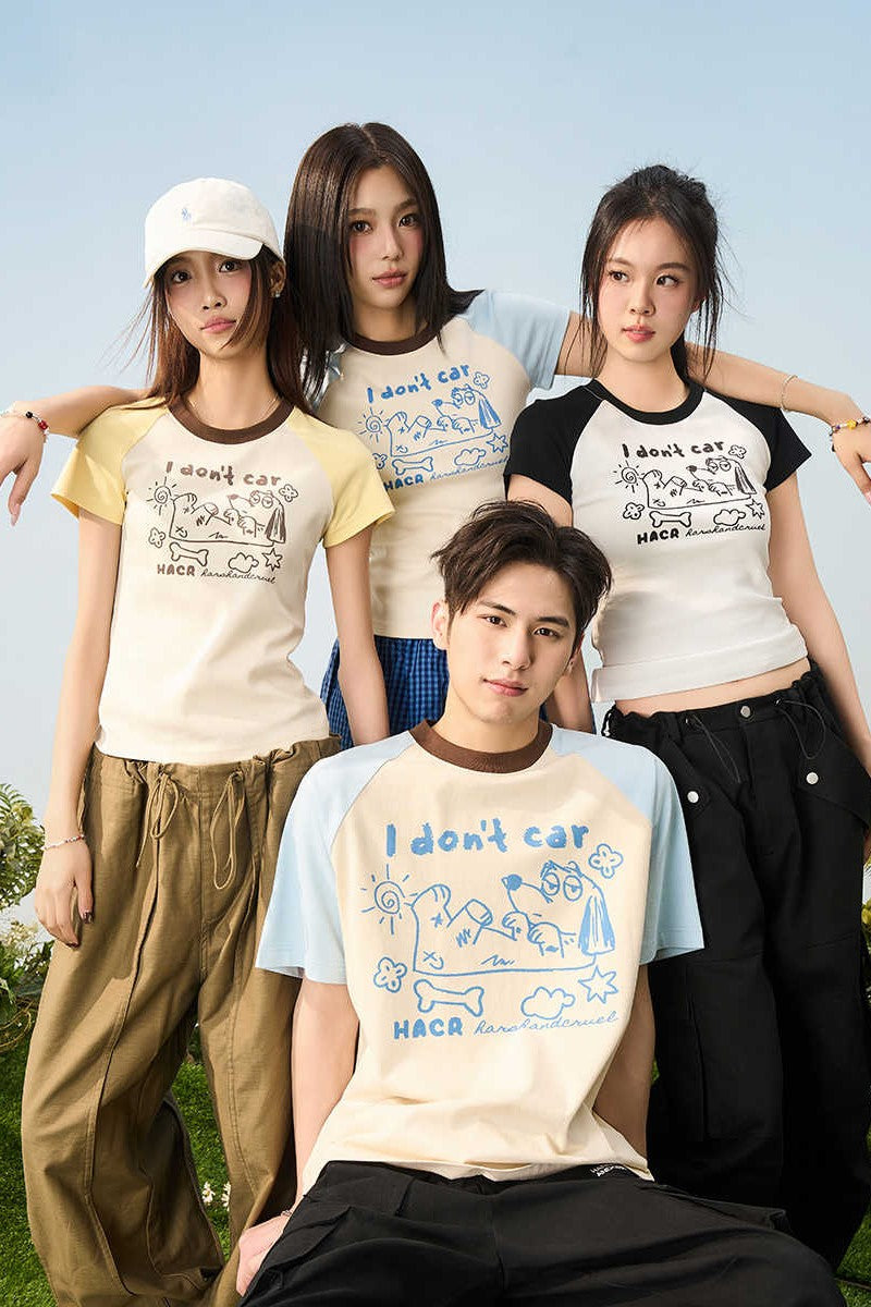 Pastel Dog Sketch Raglan Tee