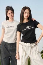 Slim Knit Logo Crop Tee