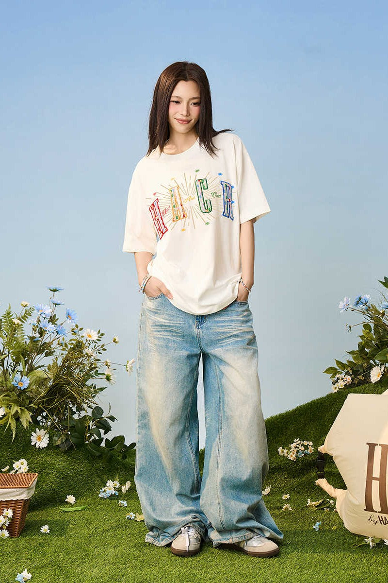 Rainbow Star Embroidered Tee