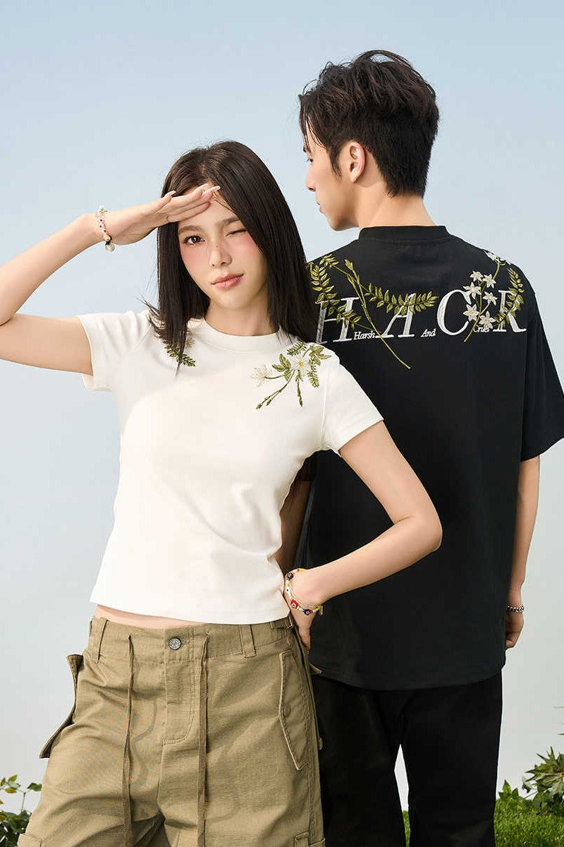 Floral Embroidered Slim Tee