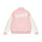 White Lace Floral Embroidered Baseball Jacket