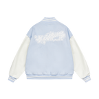 White Lace Floral Embroidered Baseball Jacket