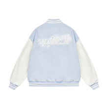 Load image into Gallery viewer, White Lace Floral Embroidered Baseball Jacket
