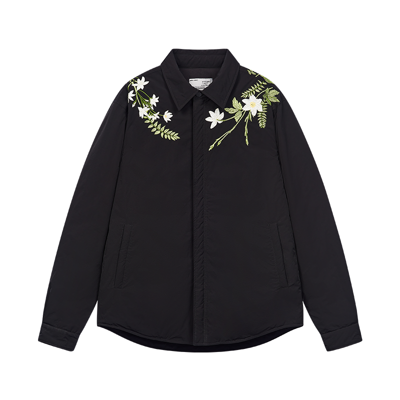 Minimalist Floral Embroidered Down Shirt