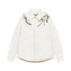Minimalist Floral Embroidered Down Shirt