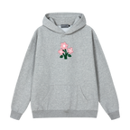 Floral Knit Hooded Pullover Sweater