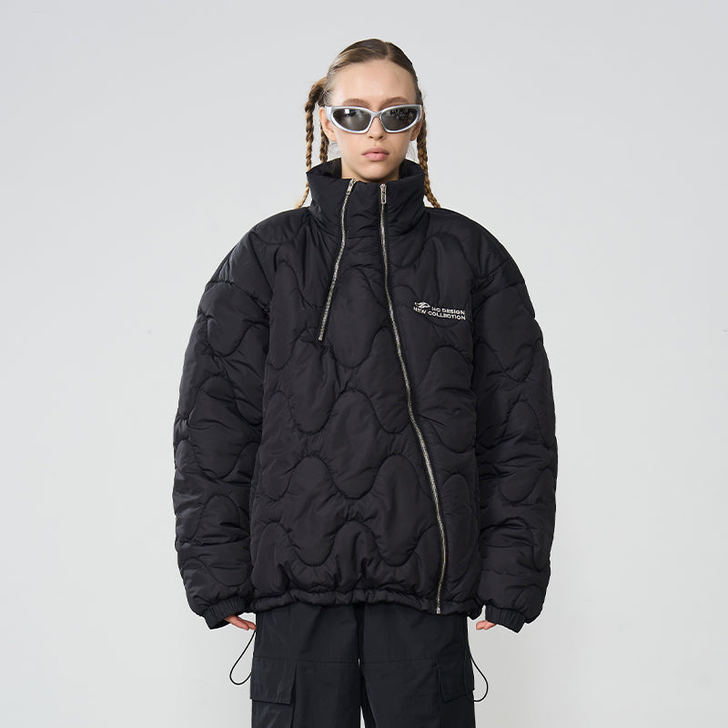 Quilted Pattern Irregular Zipper Down Jacket