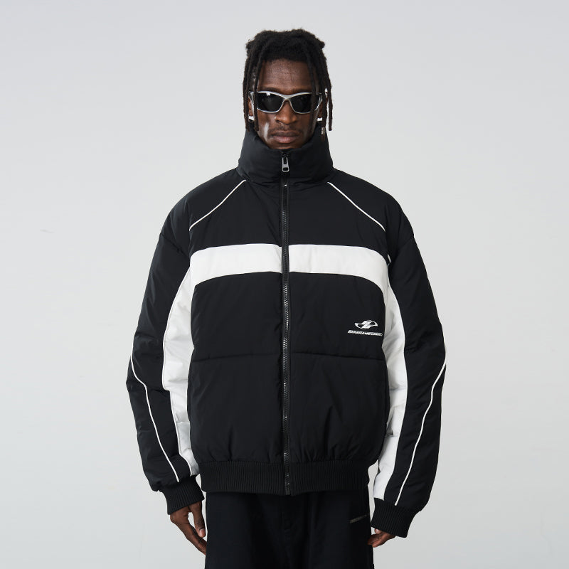 Color Stitching Stand Up Collar Down Jacket