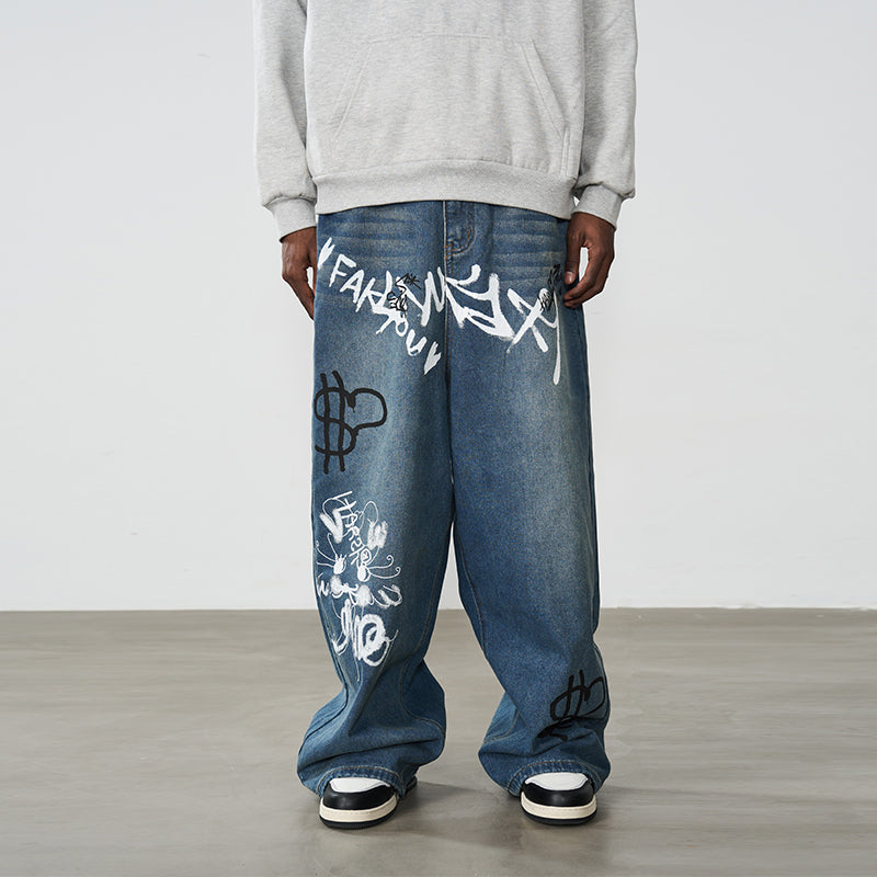 Spray Painted Baggy Denim – Harsh and Cruel