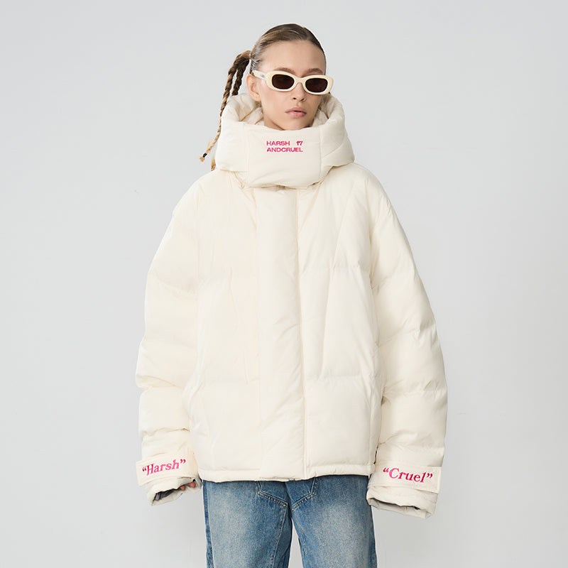 Embroidered Logo Loose Sleeves Down Jacket