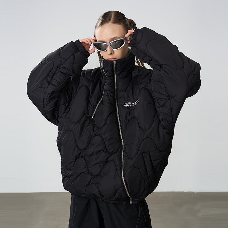Quilted Pattern Irregular Zipper Down Jacket