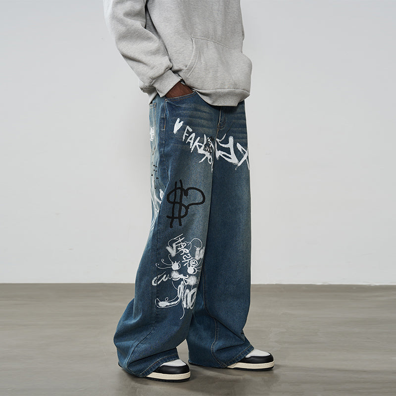 Spray Painted Baggy Denim – Harsh and Cruel