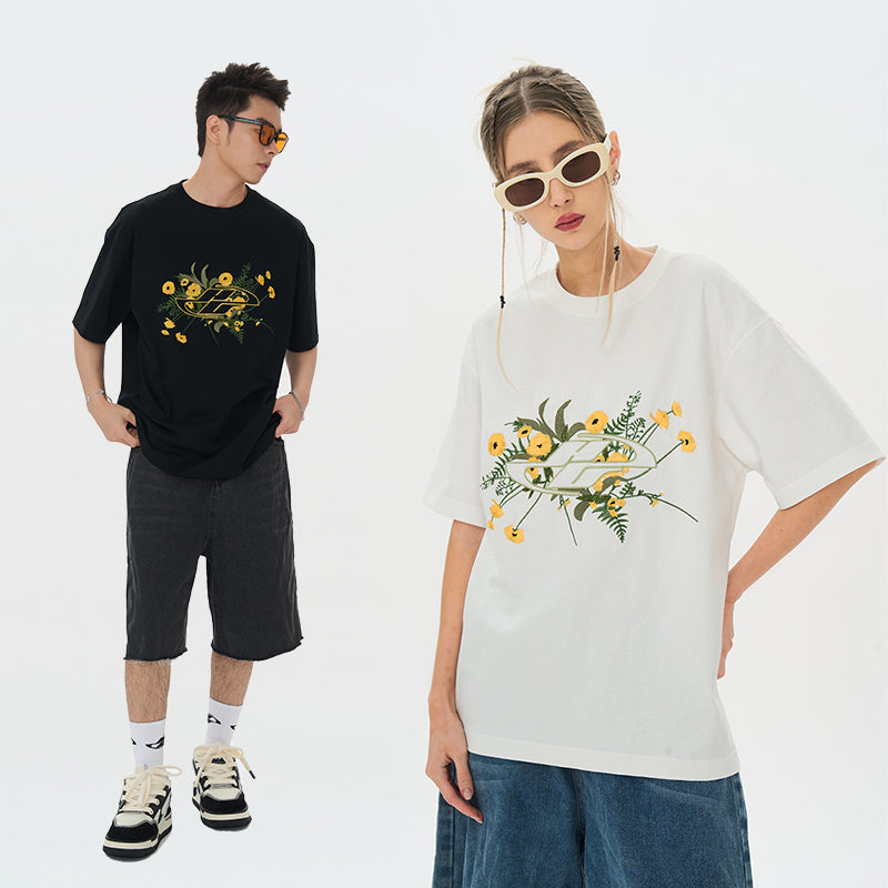 Embroidered Flowers Logo Tee