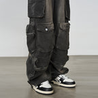Multi Pocket Washed Baggy Denim