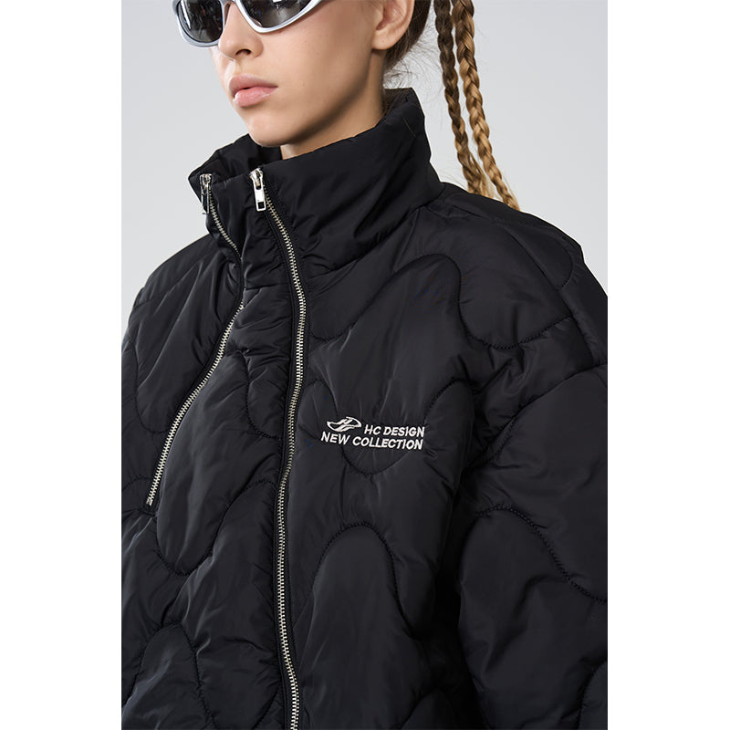 Quilted Pattern Irregular Zipper Down Jacket