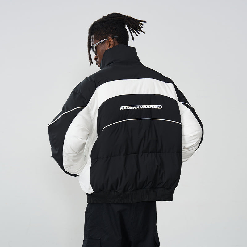 Color Stitching Stand Up Collar Down Jacket
