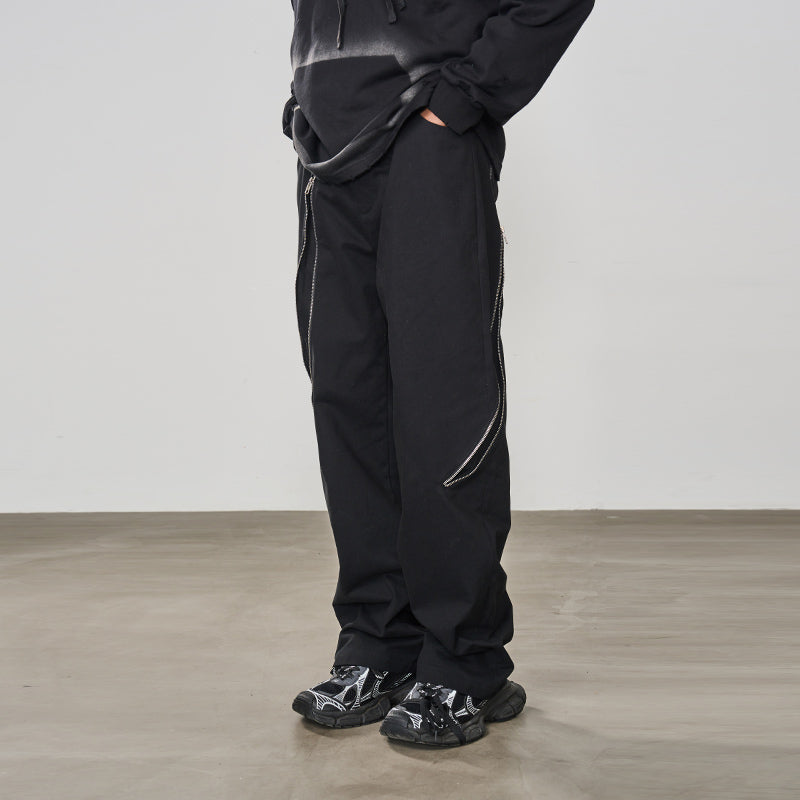 Zipper Deconstructed Loose Trousers