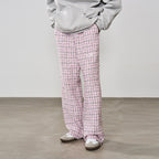 Embroidered Logo Plaid Checkered Trousers