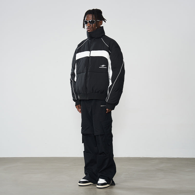 Color Stitching Stand Up Collar Down Jacket
