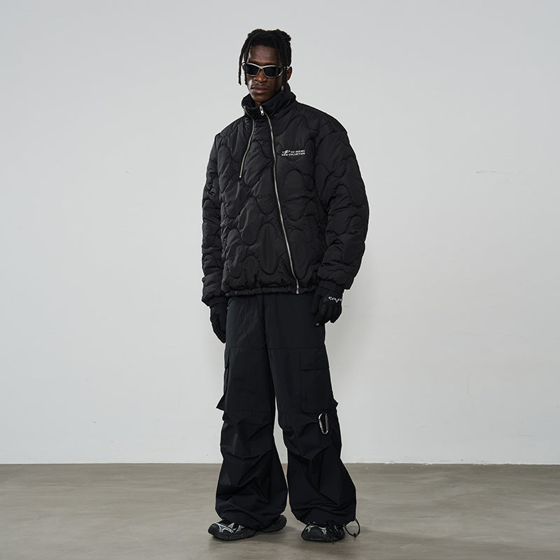 Quilted Pattern Irregular Zipper Down Jacket
