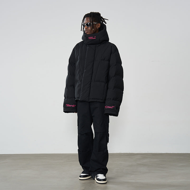 Embroidered Logo Loose Sleeves Down Jacket